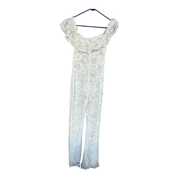 Stone Cold Fox plumeria off the shoulder white lace jumpsuit Size 1 - Picture 3 of 8
